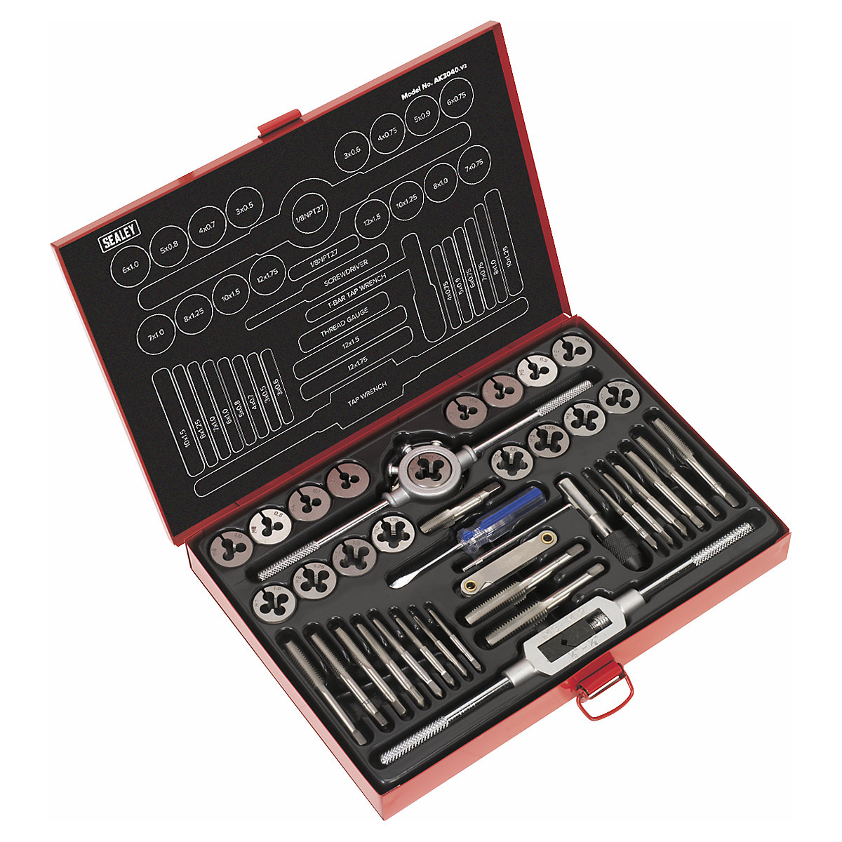 Sealey 40pc Professional Metric Tap & Die Set | Split Dies