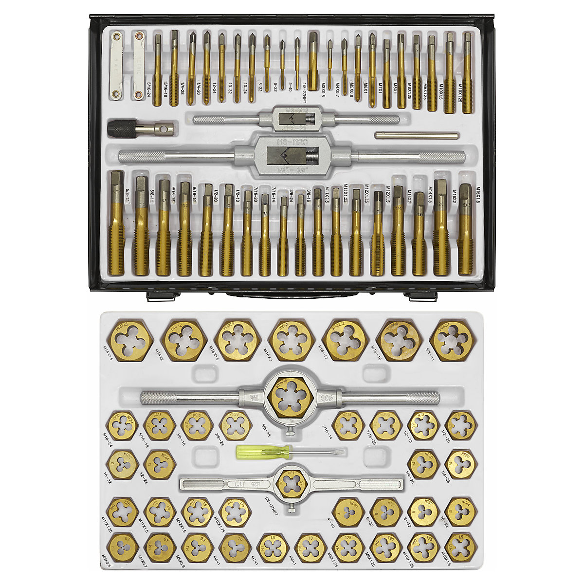 Sealey 86pc Hexagonal Metric & SAE/Imperial Tap &amp; Die Set (Product illustration 2)-1