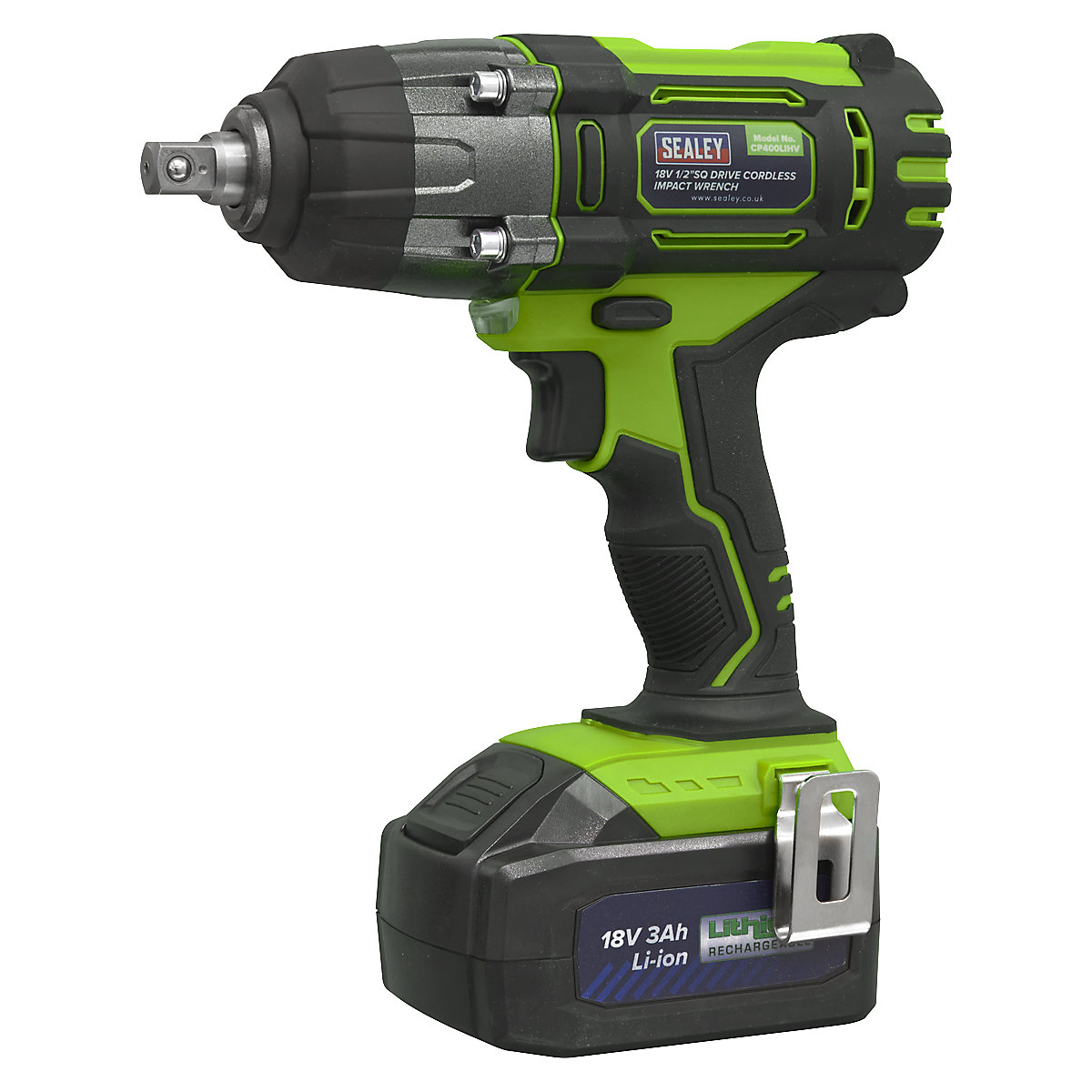 Sealey 1/2"Sq Drive Cordless Impact Wrench | 18V 3Ah Lithium-ion, Sealey 1/2"Sq Drive Cordless Impact Wrench | 18V 3Ah Lithium-ion, Sealey Cordless Impact Wrench | 18V 3Ah Lithium-ion | 1/2"Sq Drive | Hi-Vis Green-1