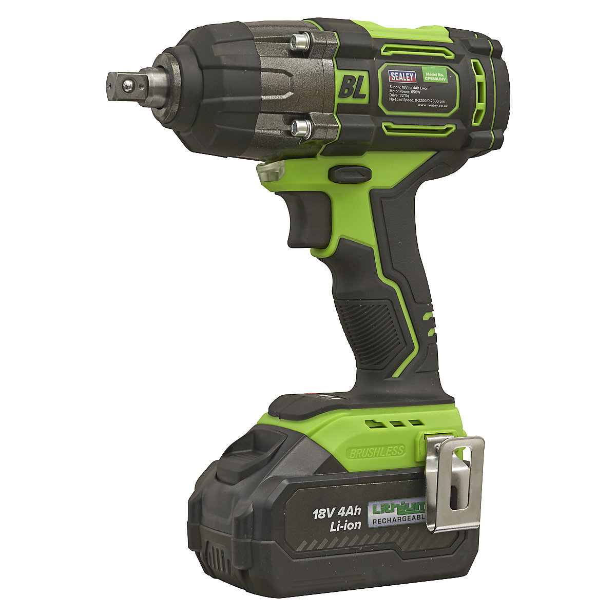 Sealey 1/2"Sq Drive Cordless Impact Wrench | 18V 4Ah Lithium-ion, Sealey 1/2"Sq Drive Cordless Impact Wrench | 18V 4Ah Lithium-ion, Sealey Cordless Impact Wrench | 18V 4Ah Lithium-ion | 1/2"Sq Drive | Hi-Vis Green-1