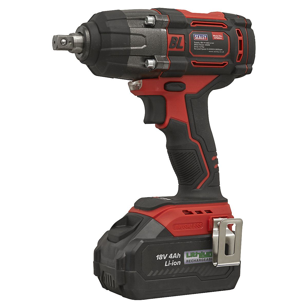 Sealey 1/2"Sq Drive Cordless Impact Wrench | 18V 4Ah Lithium-ion