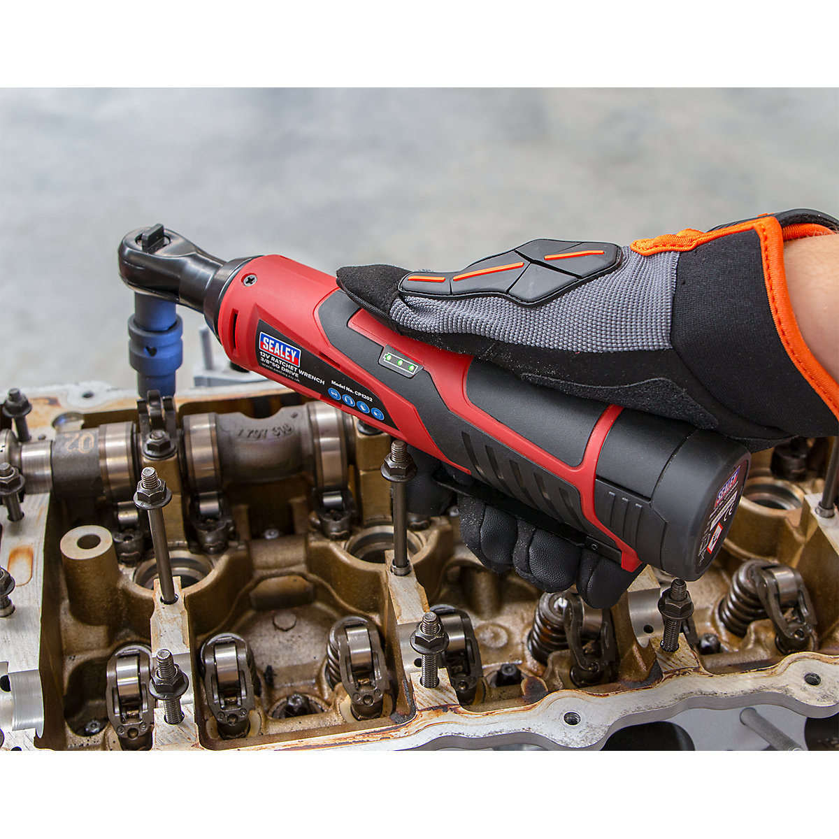 Sealey 3/8"Sq Drive Cordless Ratchet Wrench | SV12 Series (Product illustration 5)-4