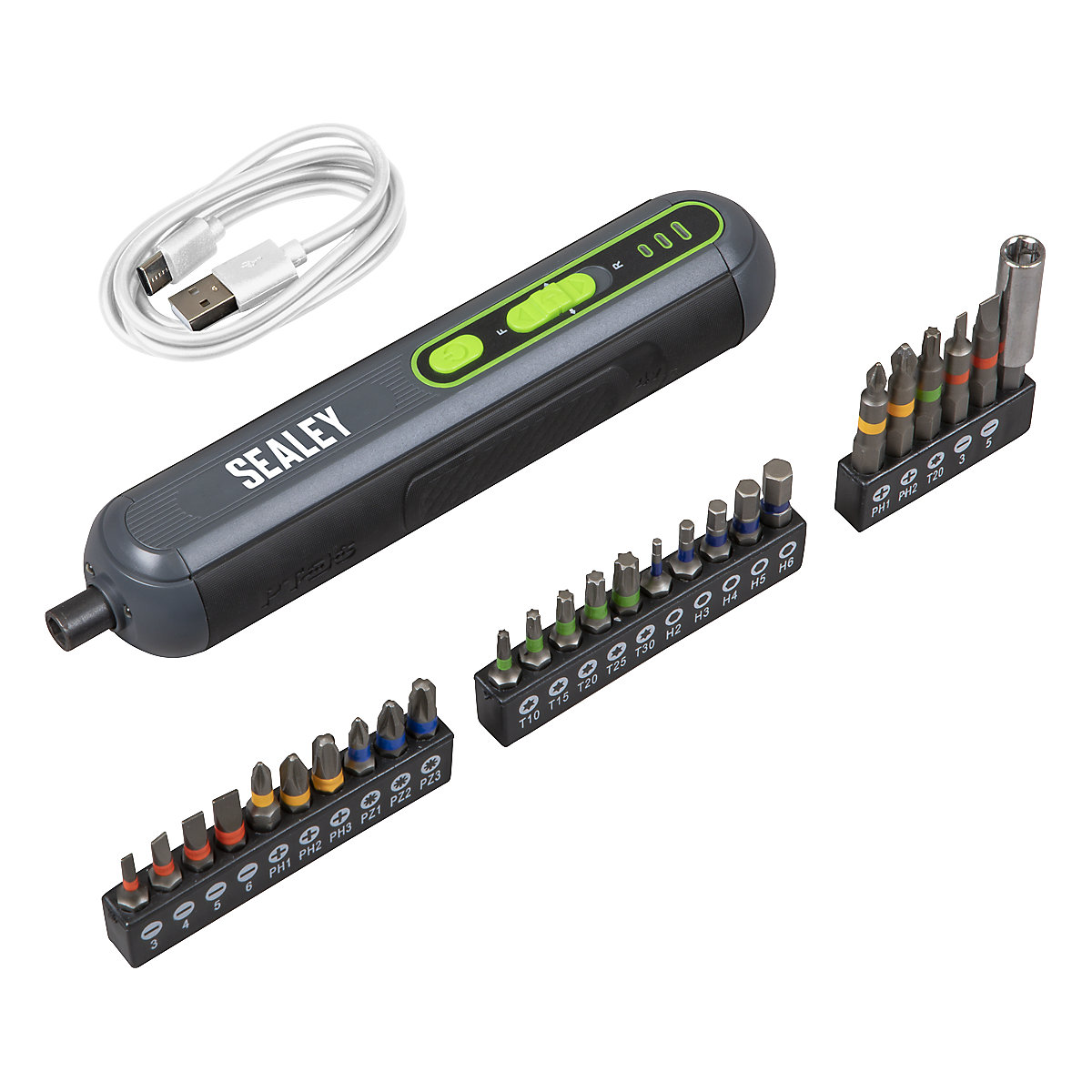Sealey 4V Cordless Screwdriver with 25pc Bit Set (Product illustration 3)-2
