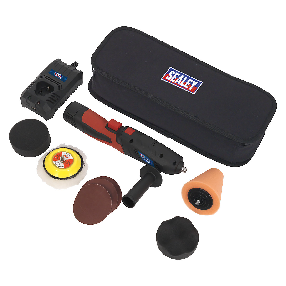 Sealey 75mm Cordless Mini Sander/Polisher Kit | 12V Lithium-ion