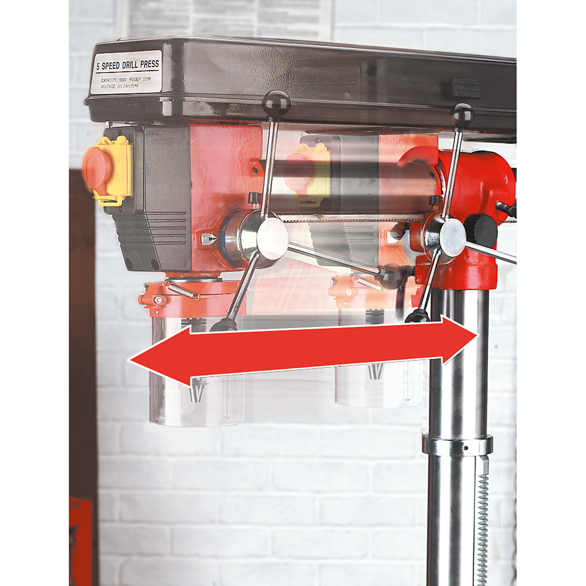 Sealey Floor Radial Pillar Drill | 1620h mm | 550W/230V | 5-Speed (Product illustration 5)-4