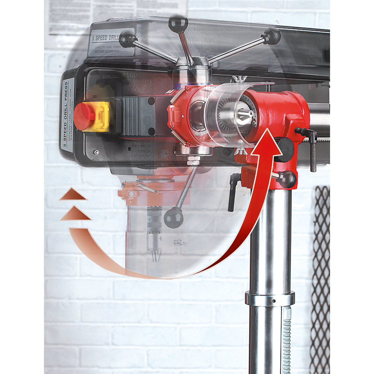 Sealey Floor Radial Pillar Drill | 1620h mm | 550W/230V | 5-Speed (Product illustration 7)-6