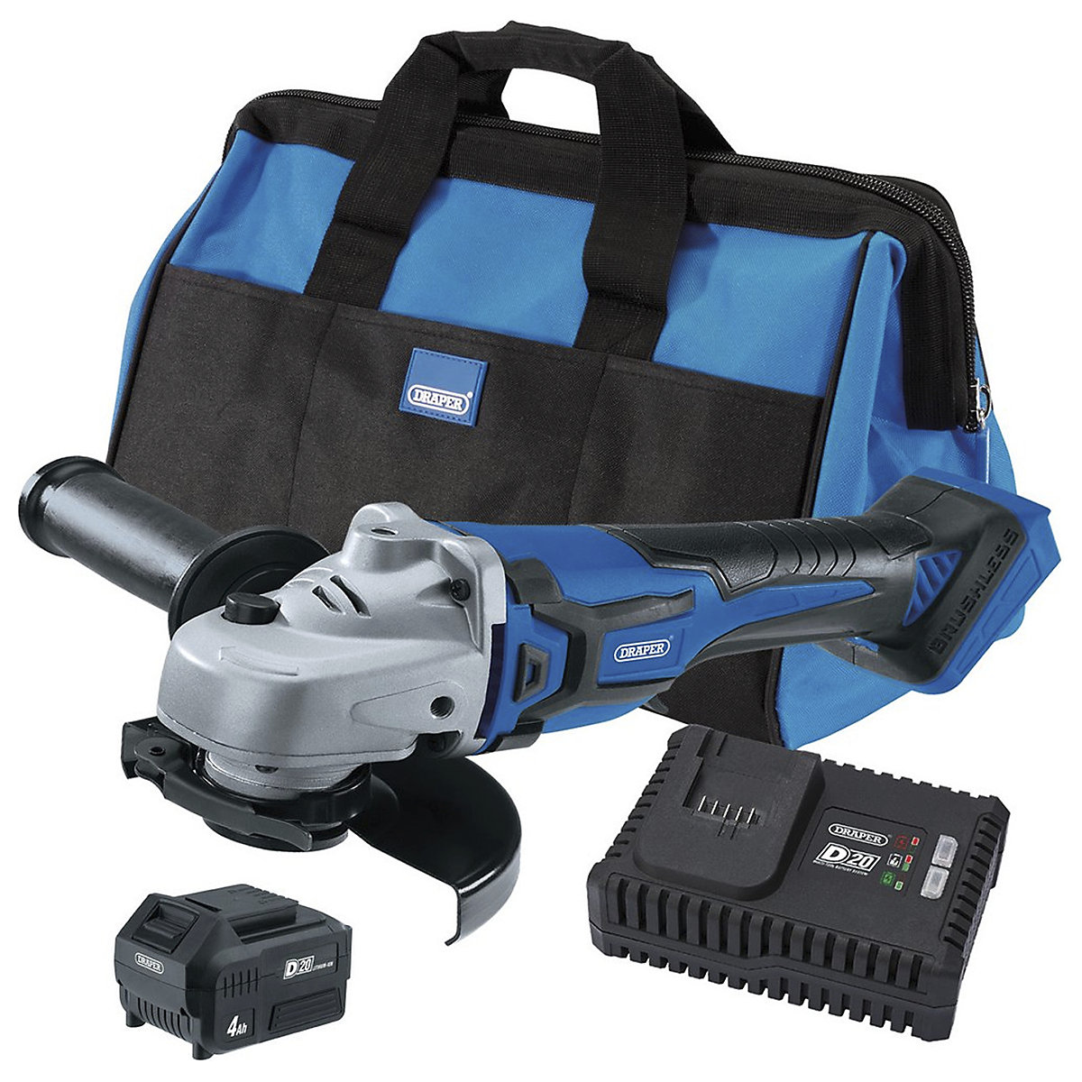 Draper D20 Series Angle Grinder Kit with Batteries & Charger
