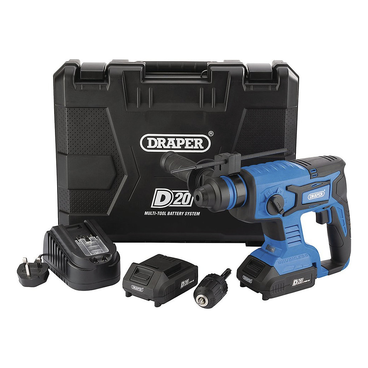Draper D20 Series Brushless SDS+ Rotary Hammer Drill with Batteries & Charger