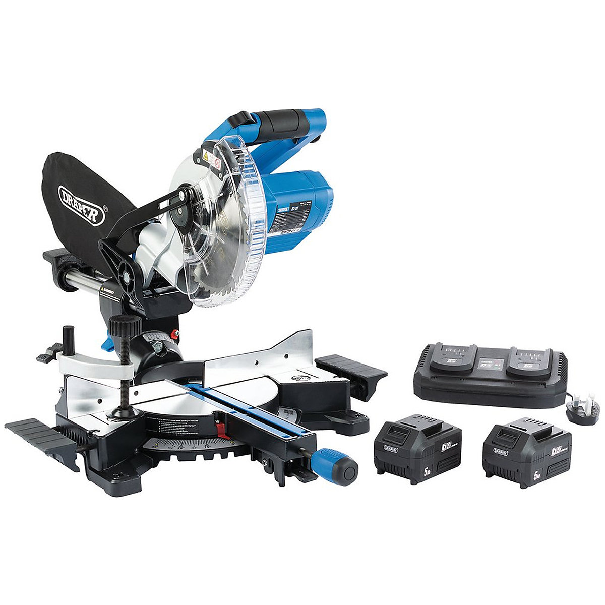 Draper D20 Series Brushless Sliding Compound Mitre Saw with Batteries & Charger
