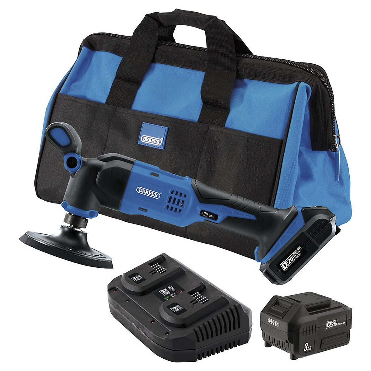 Draper D20 Series Dual Action Polisher Kit with Batteries & Charger