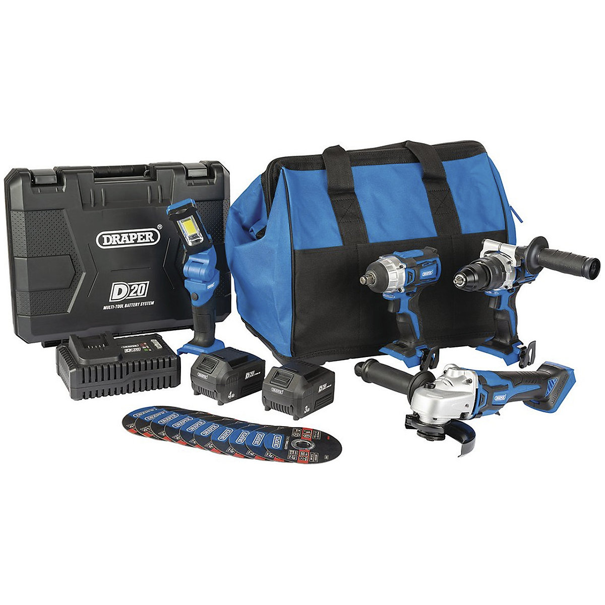 Draper D20 Series Workshop Kit with Batteries & Charger | 19 Piece