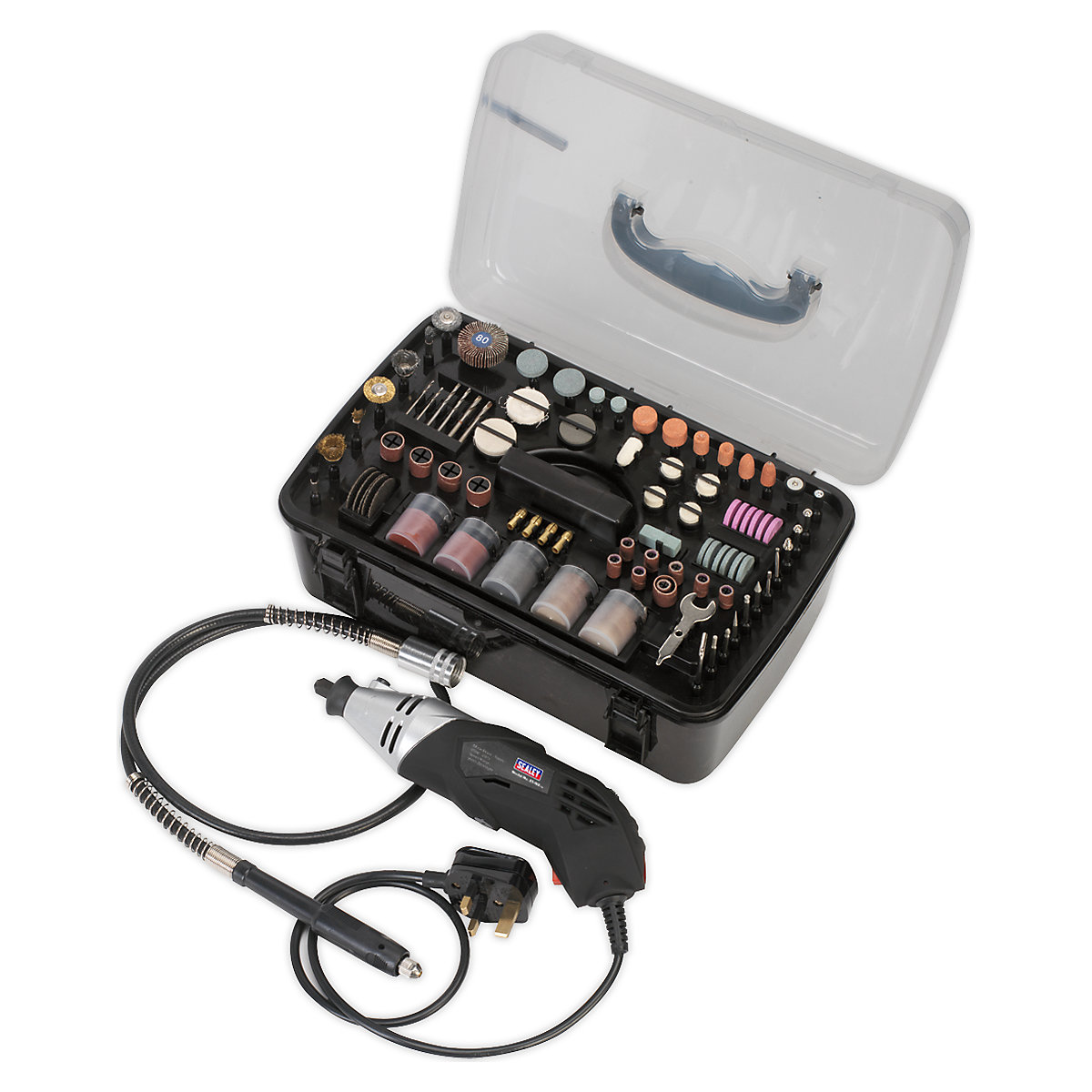 Sealey 219pc Multipurpose Rotary Tool & Engraver Kit | 230V (Product illustration 2)-1