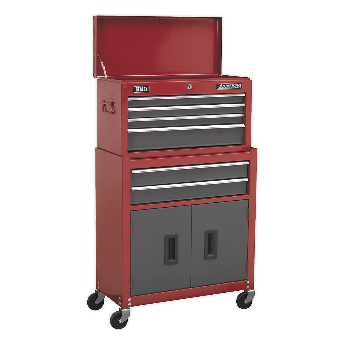 Sealey American Pro Tool Kits | 6 Drawer Topchest & Rollcab Combination | 128 Pieces (Product illustration 2)-1