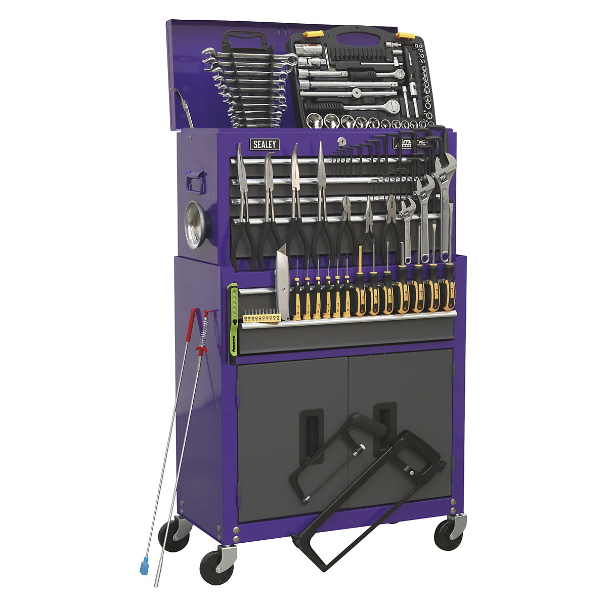 Sealey American Pro Tool Kits | 6 Drawer Topchest & Rollcab Combination | 128 Pieces, Sealey American Pro Tool Kits | 6 Drawer Topchest & Rollcab Combination | 128 Pieces, Sealey American Pro Tool Kit | 6 Drawer Topchest & Rollcab Combination | 128 Piece Kit | Purple-2