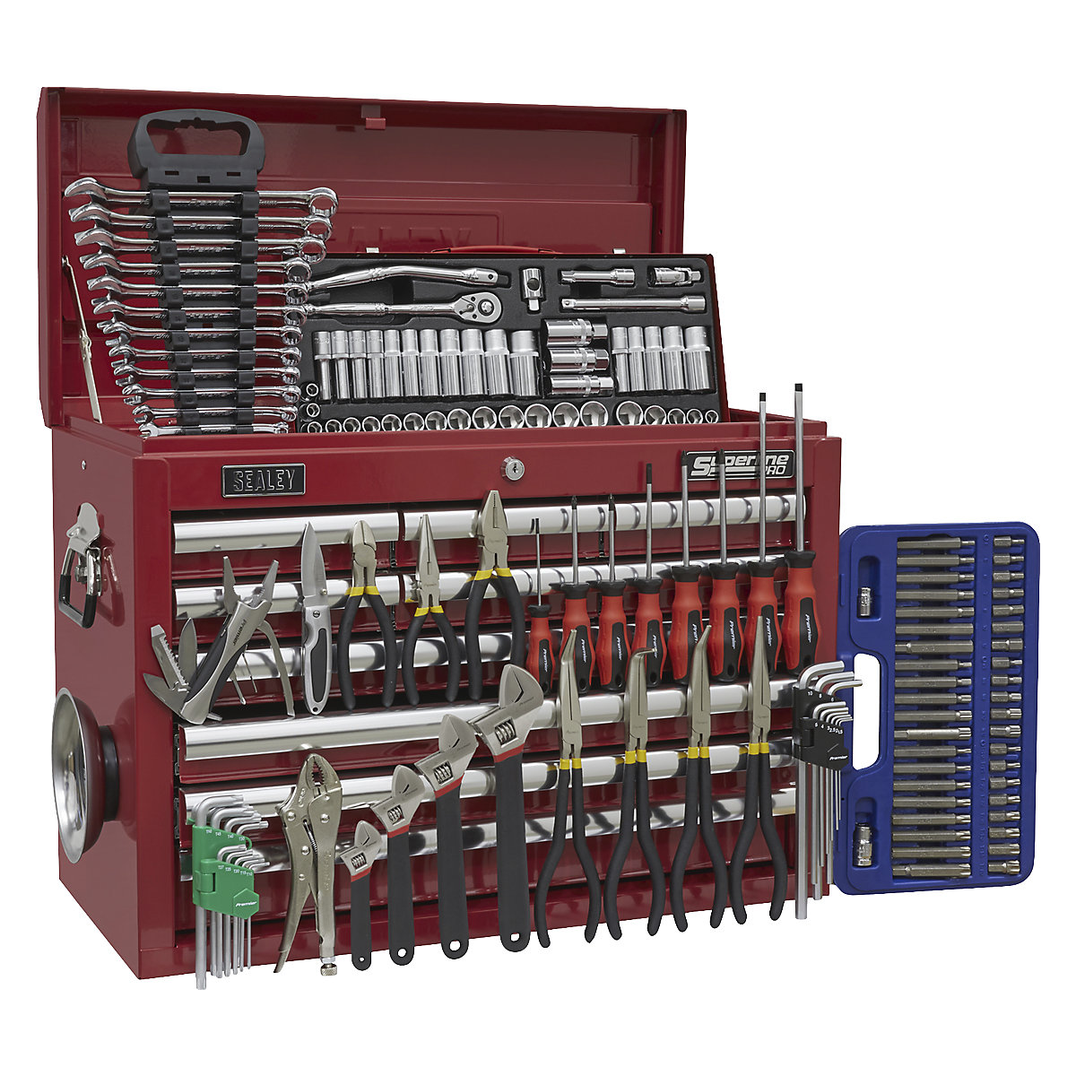 Sealey Superline Pro Tool Kits | 10 Drawer Topchest | 140 Pieces, Sealey Superline Pro Tool Kits | 10 Drawer Topchest | 140 Pieces, Sealey Superline Pro Tool Kit | 10 Drawer Topchest | 140 Piece Kit | Red-2