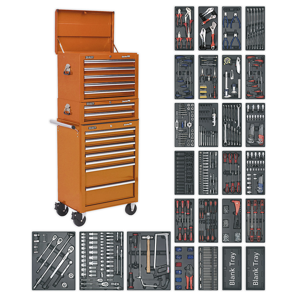 Sealey Superline Pro Tool Kits | 14 Drawer Tool Chest Combination | 1179 Piece Kit (Product illustration 7)-6