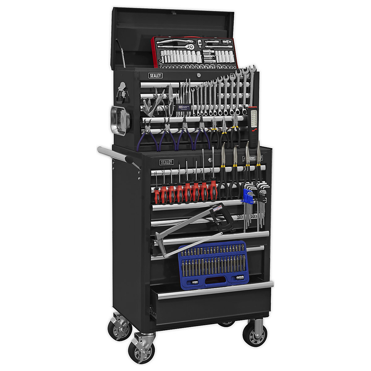 Sealey Superline Pro Tool Kits | 15 Drawer Topchest & Rollcab Combination | 147 Pieces, Sealey Superline Pro Tool Kits | 15 Drawer Topchest & Rollcab Combination | 147 Pieces, Sealey Superline Pro Tool Kit | 15 Drawer Topchest & Rollcab Combination | 147 Piece Kit | Black-2
