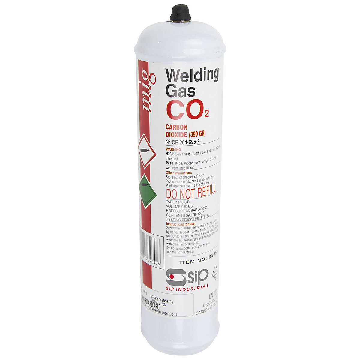 SIP CO2 Disposable Gas Bottle | 390g (Product illustration 2)-1