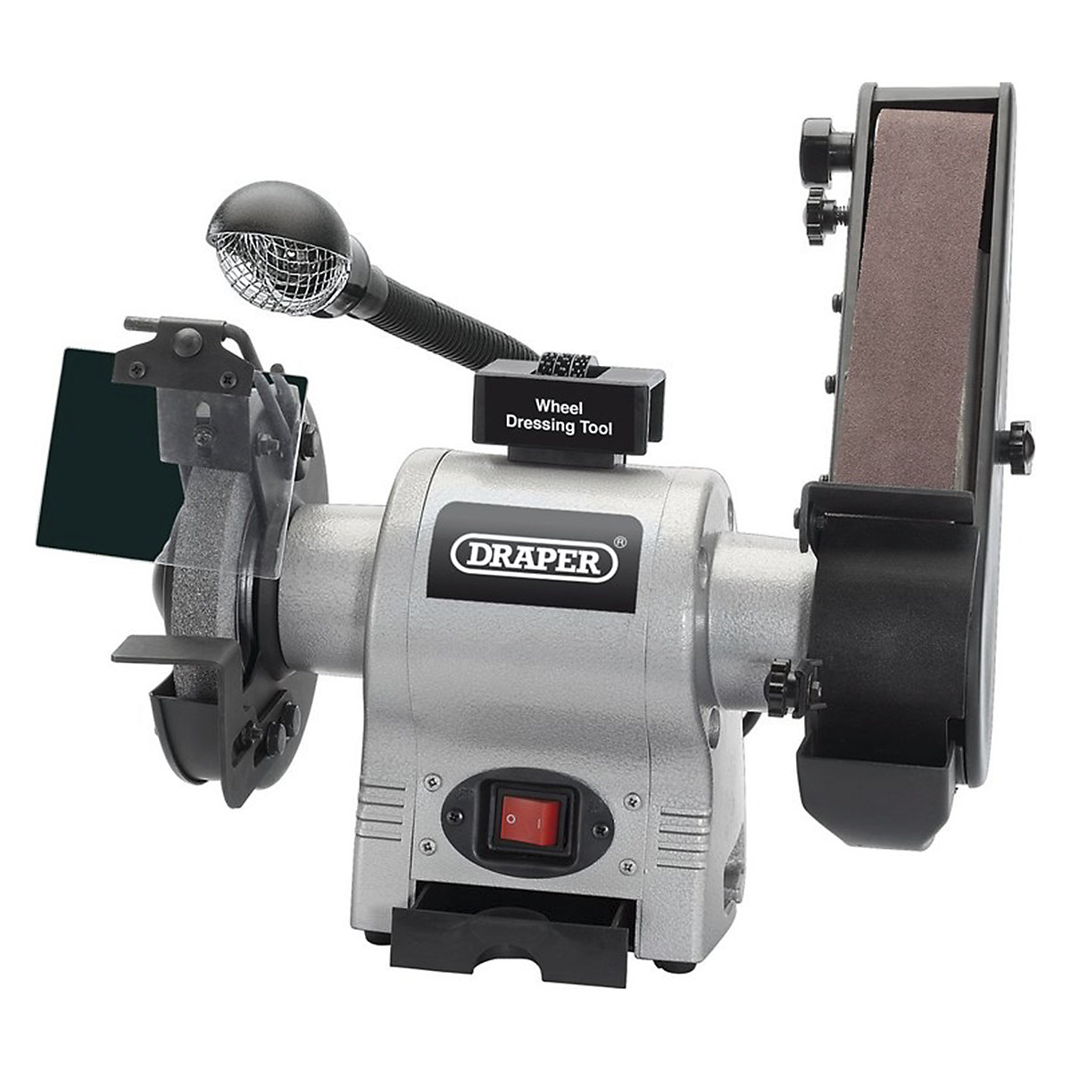 Draper 6" Bench Grinder with Sanding Belt and Worklight | 370W