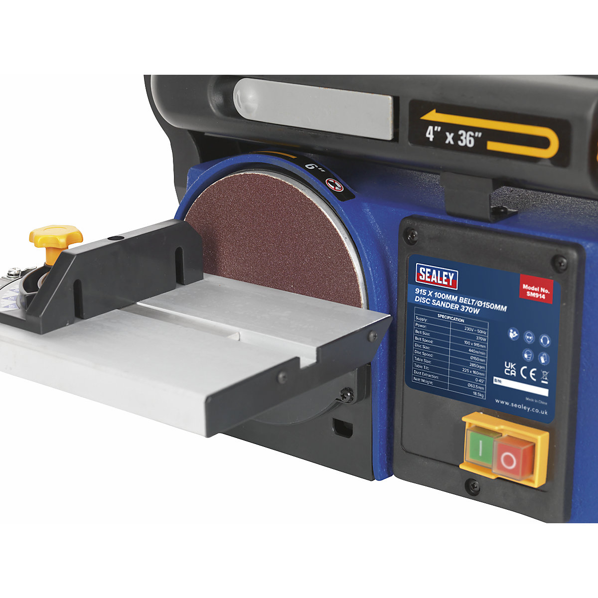 Sealey Belt/Disc Sander | 915 x 100mm/150mm | 370W/230V (Product illustration 5)-4
