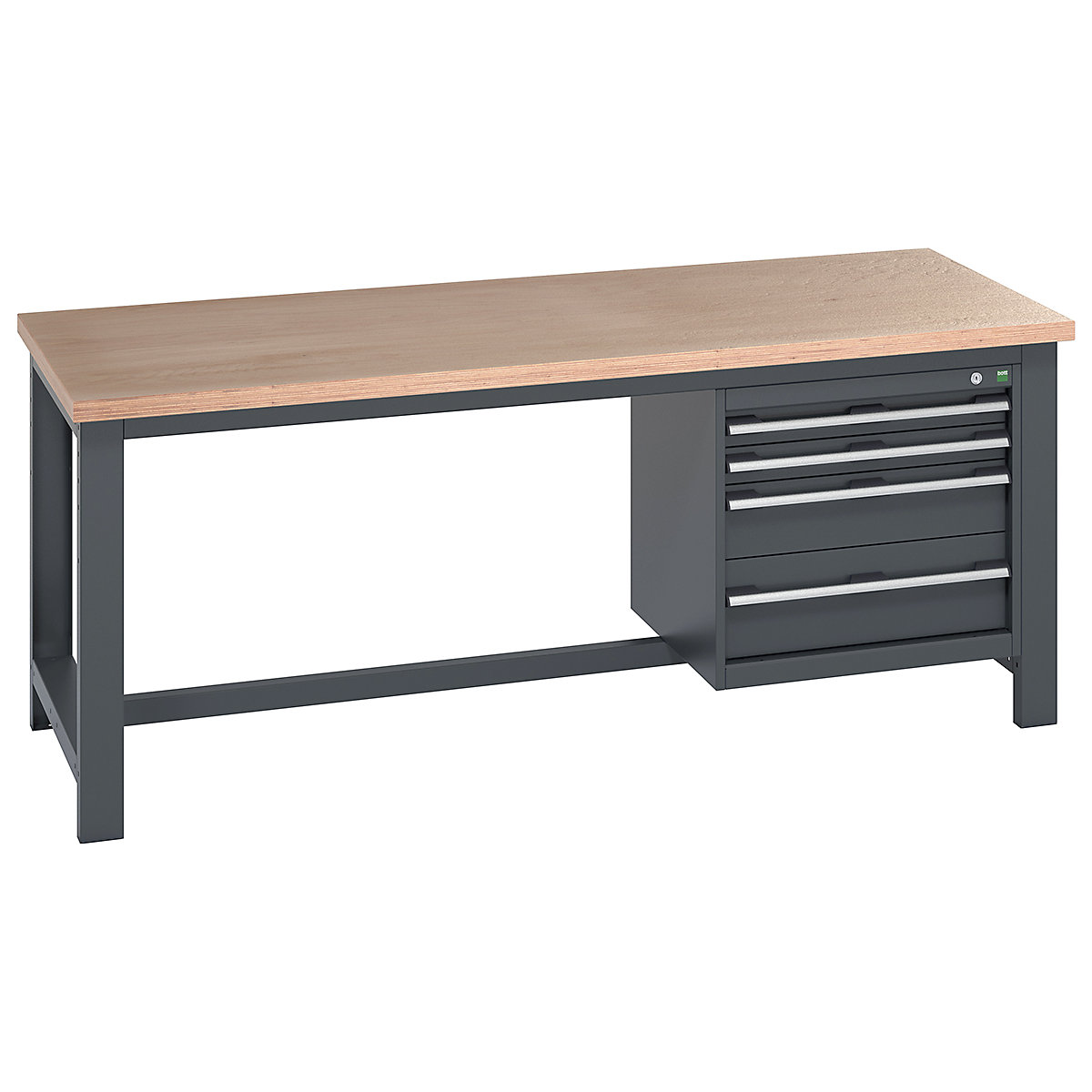 Bott Cubio Kitted Framework Benches, Bott Cubio Kitted Framework Benches, Bott Cubio Kitted Framework Bench | 840h x 2000w x 900d mm | MPX Worktop | 4 Drawer | Fully Anthracite Grey-3