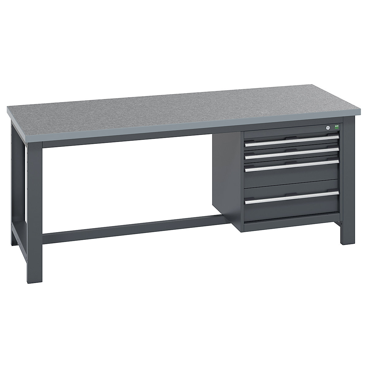 Bott Cubio Kitted Framework Benches, Bott Cubio Kitted Framework Benches, Bott Cubio Kitted Framework Bench | 840h x 2000w x 900d mm | Lino Worktop | 4 Drawer | Fully Anthracite Grey-4