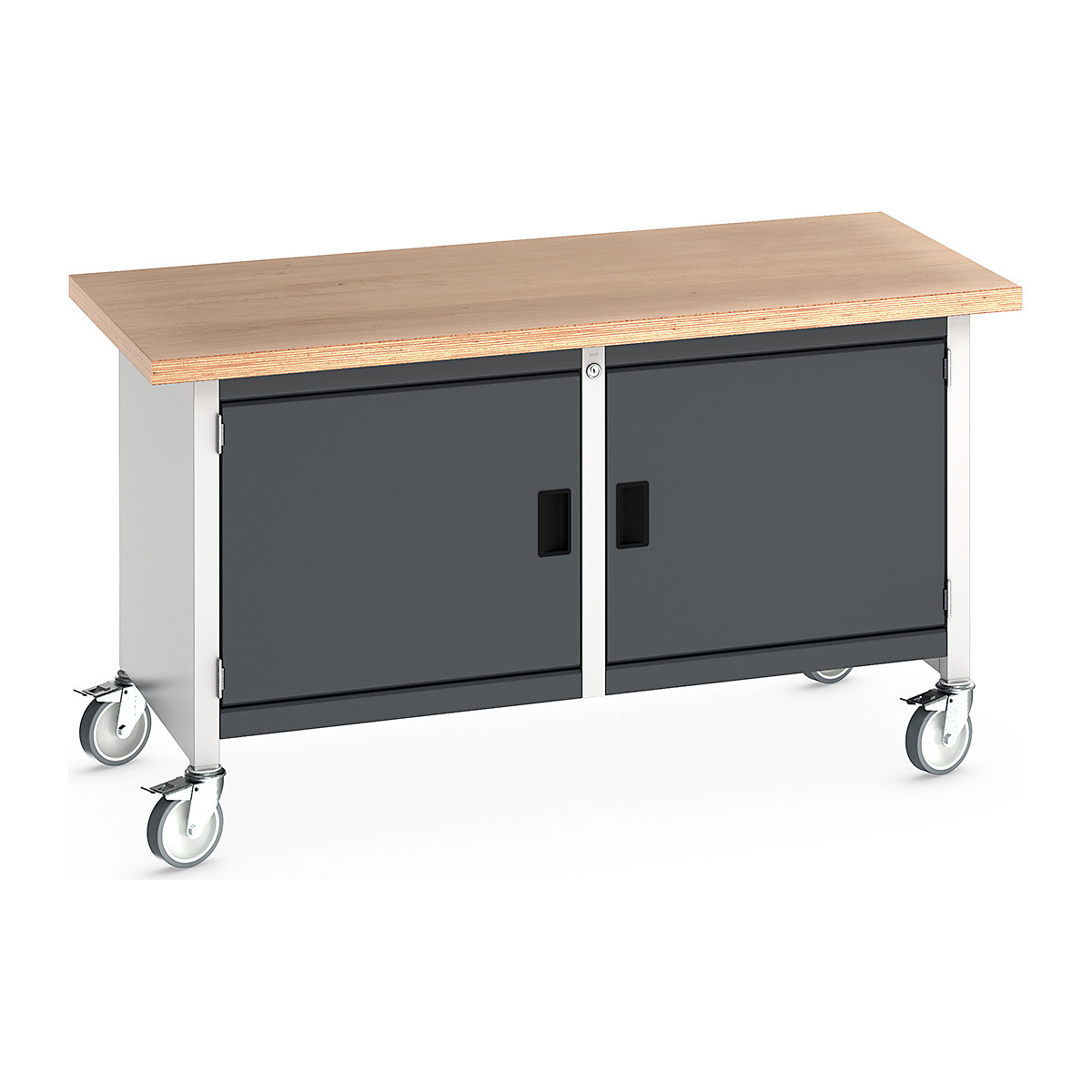 Bott Cubio Mobile Storage Benches | 1500 Wide, Bott Cubio Mobile Storage Benches | 1500 Wide, Bott Cubio Mobile Storage Workbench | 840h x 1500w x 750d mm | 2x 500 Cupboards | Anthracite Grey | MPX Worktop-3