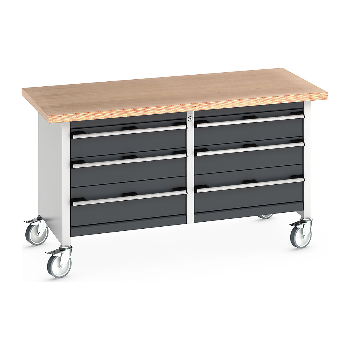 Bott Cubio Mobile Storage Benches | 1500 Wide, Bott Cubio Mobile Storage Benches | 1500 Wide, Bott Cubio Mobile Storage Workbench | 840h x 1500w x 750d mm | 4x 150, 2x 200 Drawers | Anthracite Grey | MPX Worktop-5