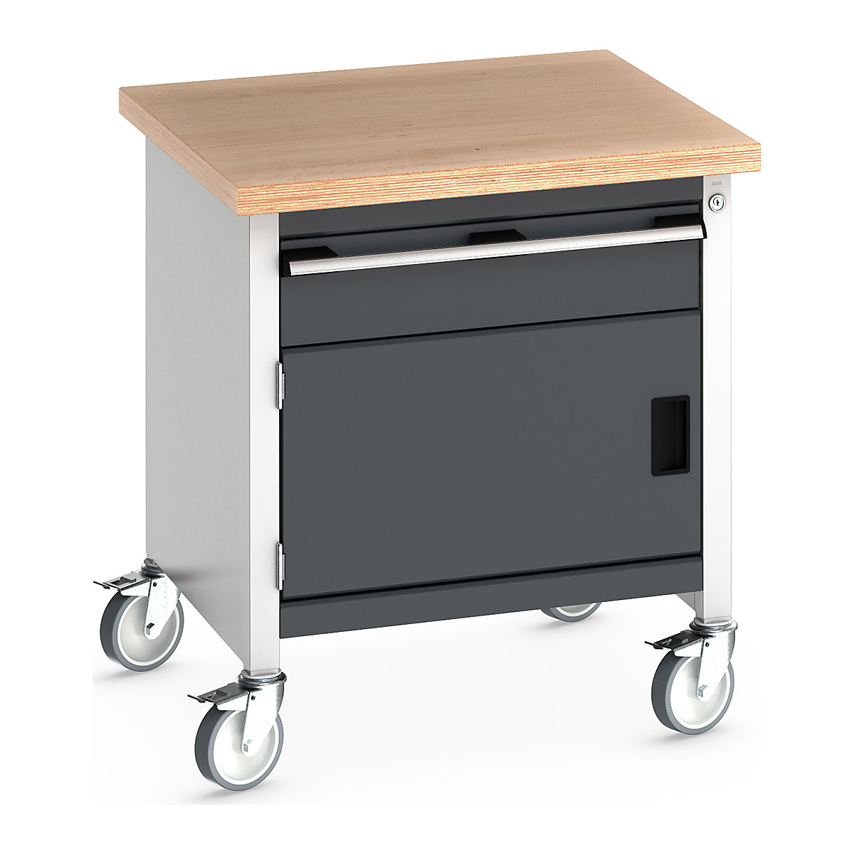 Bott Cubio Mobile Storage Benches | 750 Wide, Bott Cubio Mobile Storage Benches | 750 Wide, Bott Cubio Mobile Storage Workbench | 840h x 750w x 750d mm | 1x 150 Drawer, 1x 350 Cupboard | Anthracite Grey | MPX Worktop-2