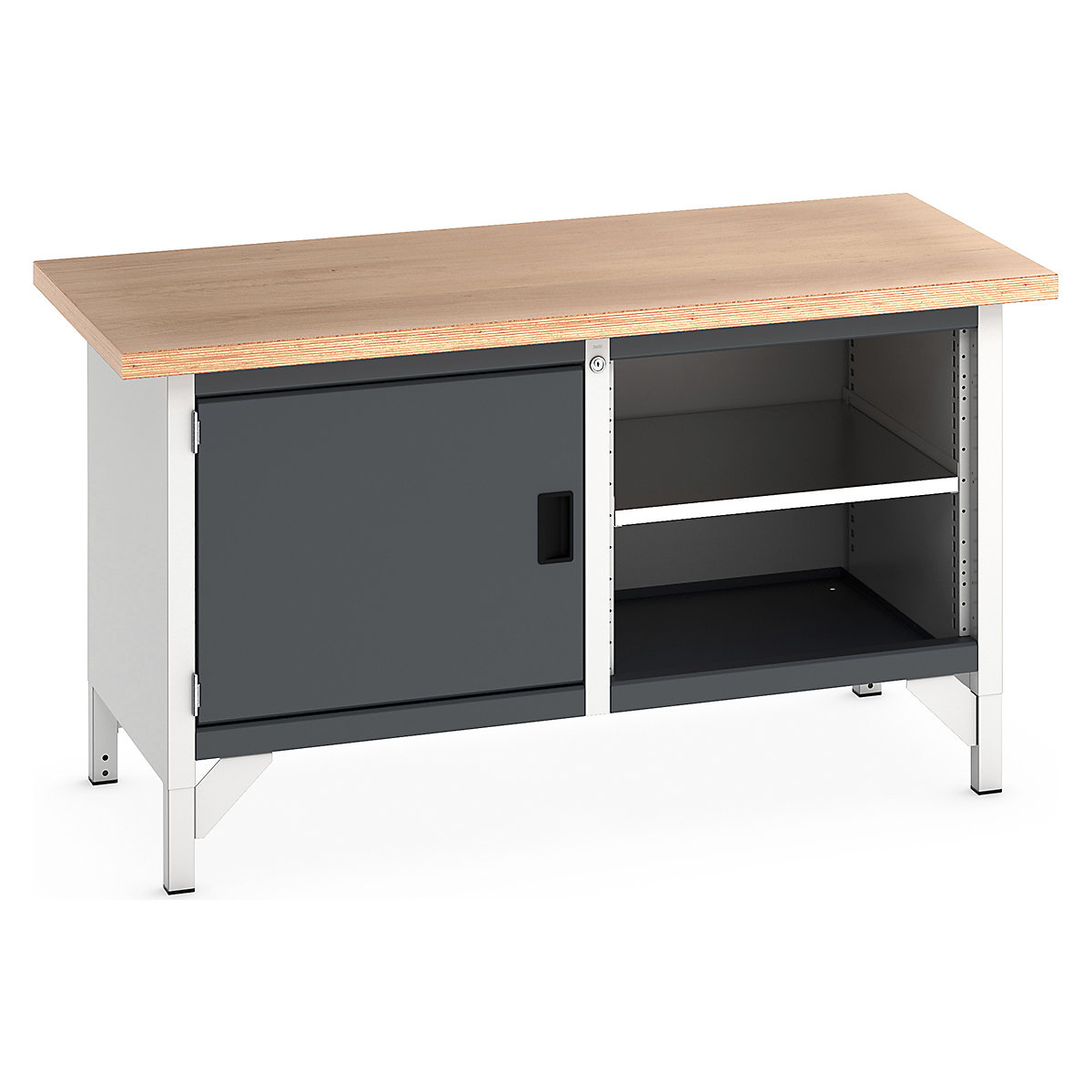 Bott Cubio Storage Bench | 1500 Wide, Bott Cubio Storage Bench | 1500 Wide, Bott Cubio Storage Bench | 840h x 1500w x 750d mm | 1x 500 Cupboard, Open Section| Anthracite Grey | MPX Worktop-10