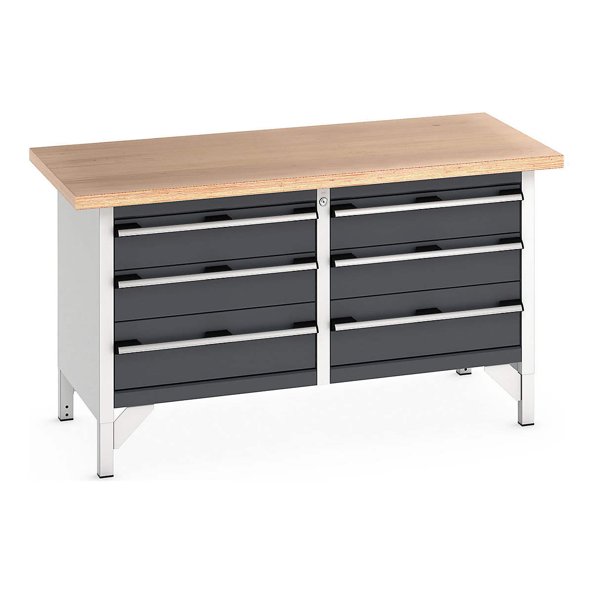 Bott Cubio Storage Bench | 1500 Wide, Bott Cubio Storage Bench | 1500 Wide, Bott Cubio Storage Bench | 840h x 1500w x 750d mm | 4x 150, 2x 200 Drawers | Anthracite Grey | MPX Worktop-14