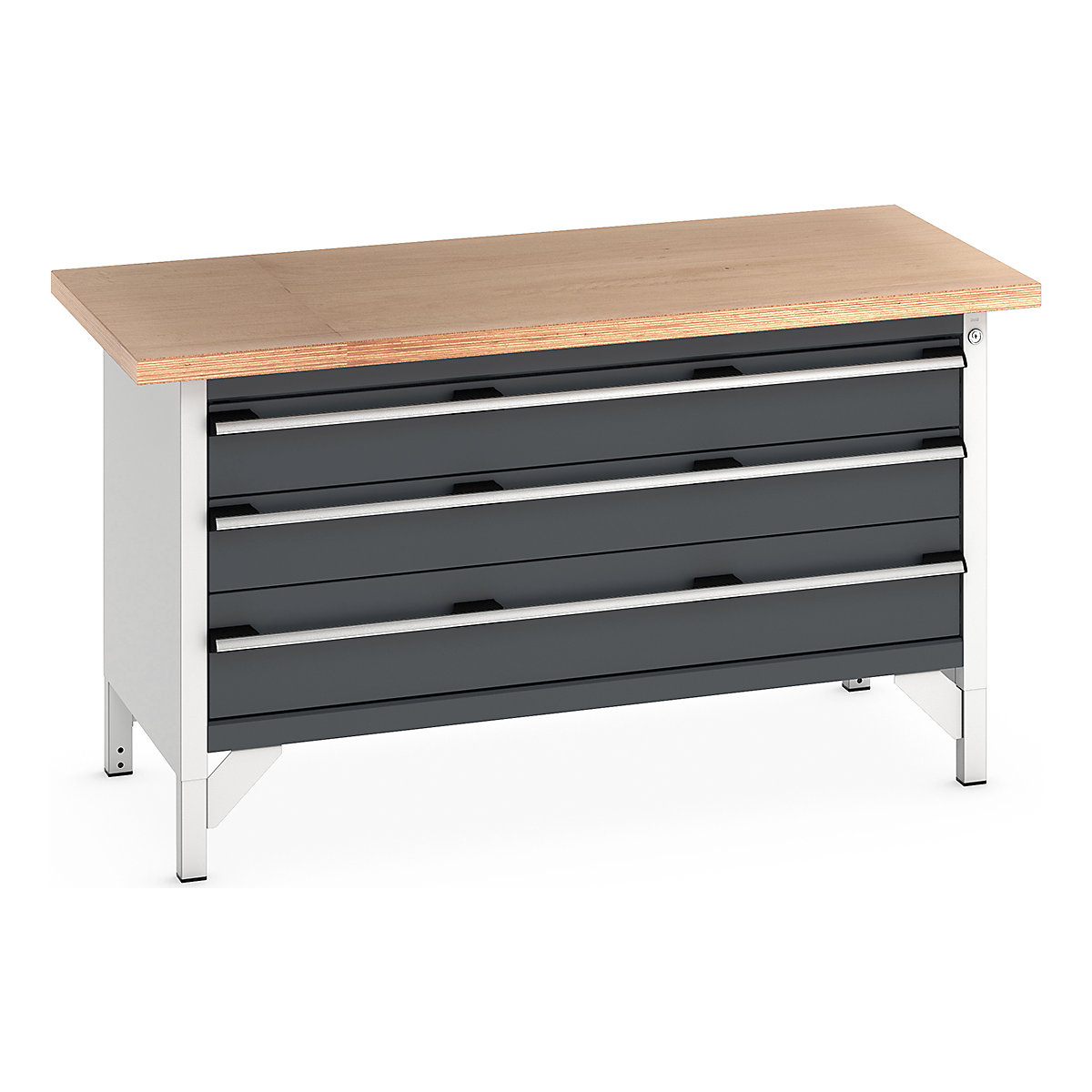 Bott Cubio Storage Bench | 1500 Wide, Bott Cubio Storage Bench | 1500 Wide, Bott Cubio Storage Bench | 840h x 1500w x 750d mm | 2x 150, 1x 200 Full Width Drawers | Anthracite Grey | MPX Worktop-18