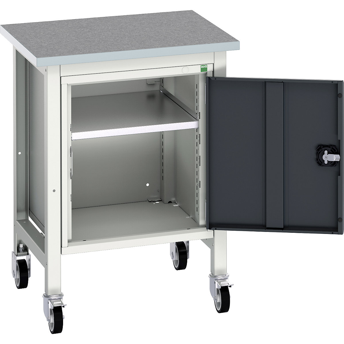 Bott Verso Mobile Workstands, Bott Verso Mobile Workstands, Bott Verso Mobile Workstand | Cupboard | 930h x 700w x 600d mm | Anthracite Grey | Lino Worktop | 300kg UDL-5