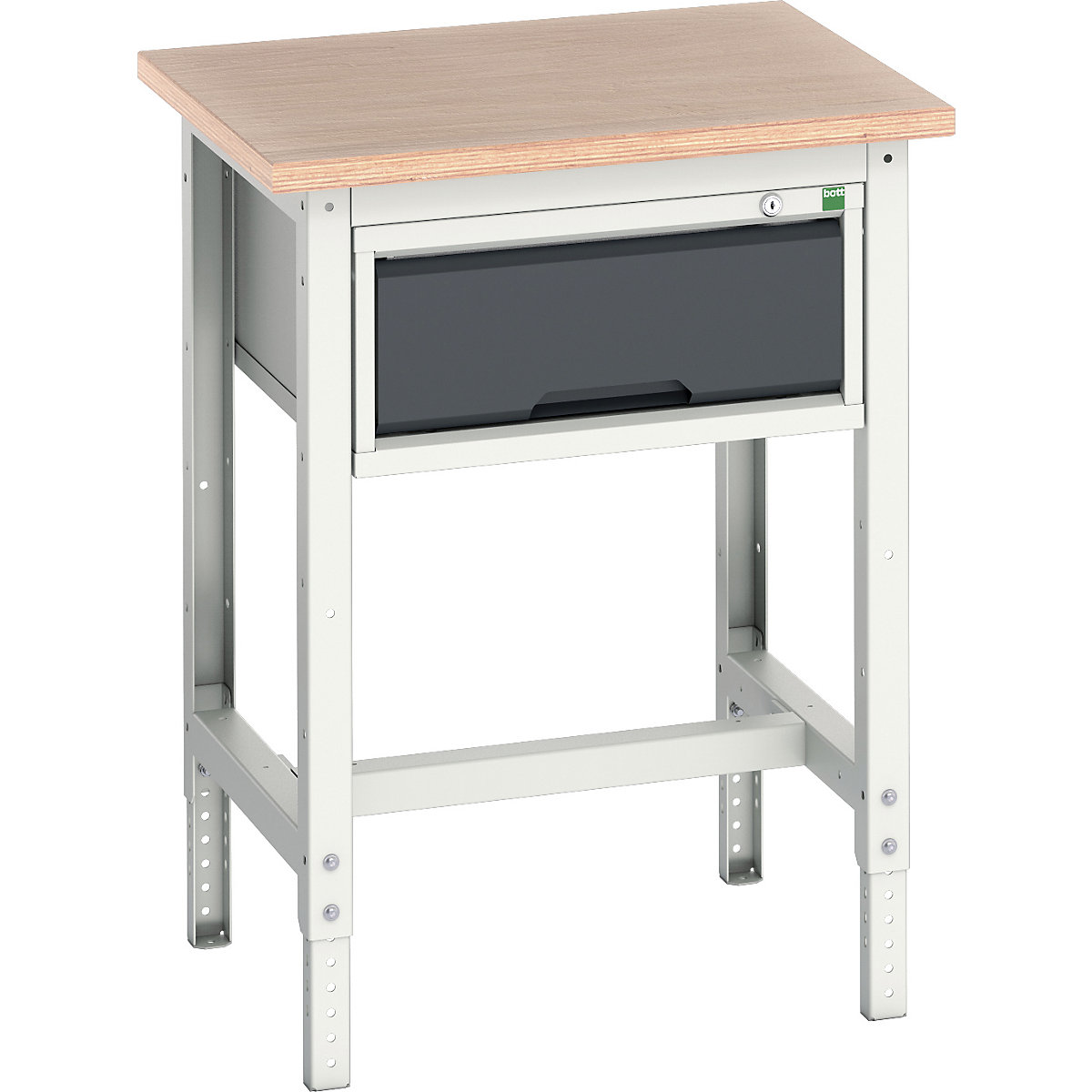 Bott Verso Height Adjustable Workstands, Bott Verso Height Adjustable Workstands, Bott Verso Height Adjustable Workstand | 1 Drawer | 780 - 930h x 700w x 600d mm | Anthracite Grey | MPX Worktop | 600kg UDL-3