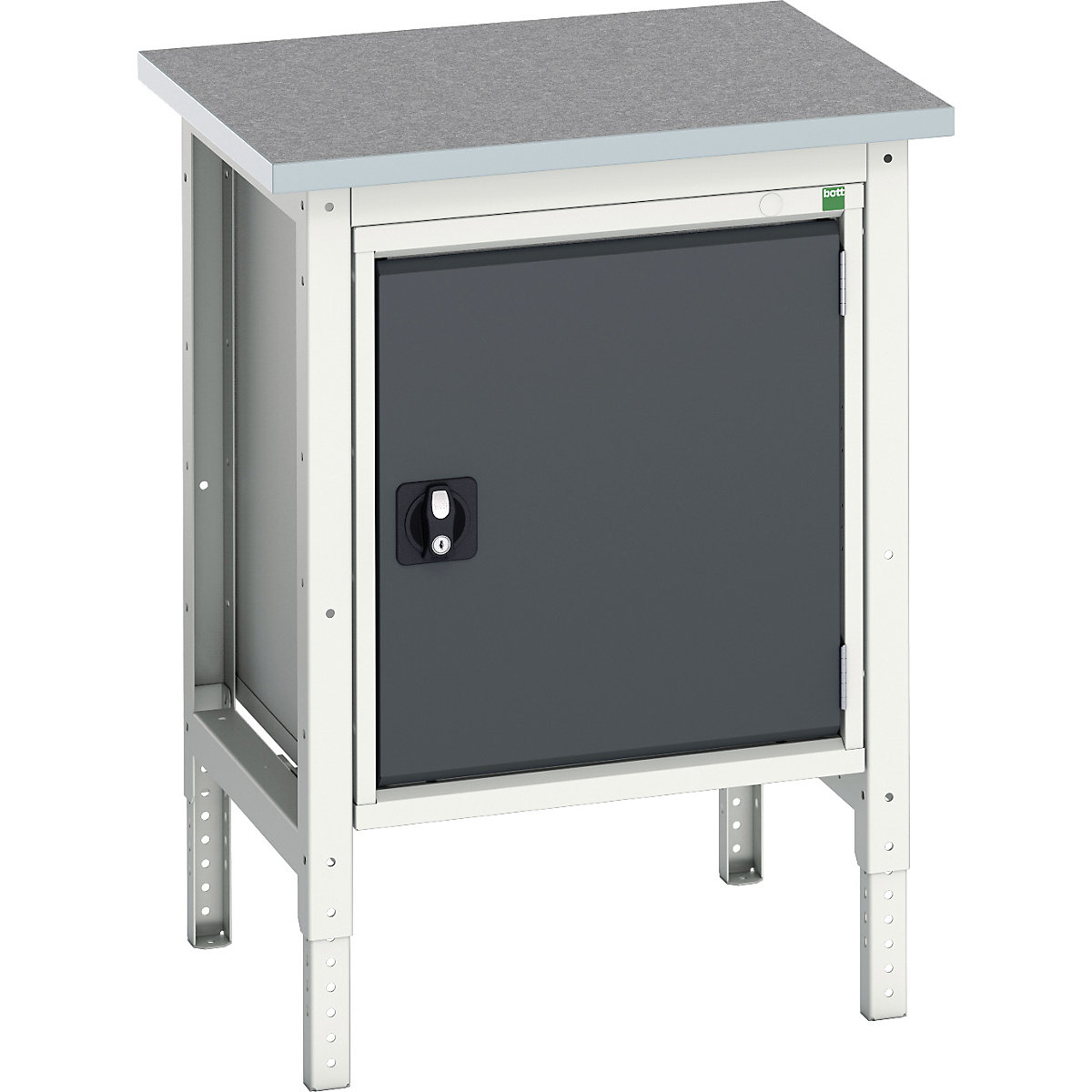 Bott Verso Height Adjustable Workstands, Bott Verso Height Adjustable Workstands, Bott Verso Height Adjustable Workstand | Cupboard | 780 - 930h x 700w x 600d mm | Anthracite Grey | Lino Worktop | 400kg UDL-7