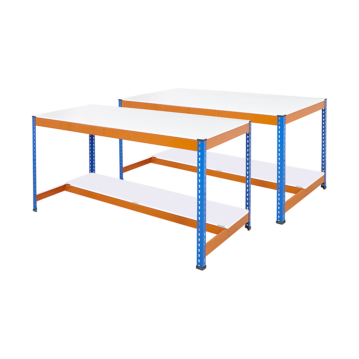 BiG400 2x Workbench Mega Deal, BiG400 2x Workbench Mega Deal, BiG400 2x Workbench Mega Deal | Melamine Worktop | 915h x 1220w x 610d mm | Half Depth Lower Shelf | 400kg UDL | Blue & Orange-5