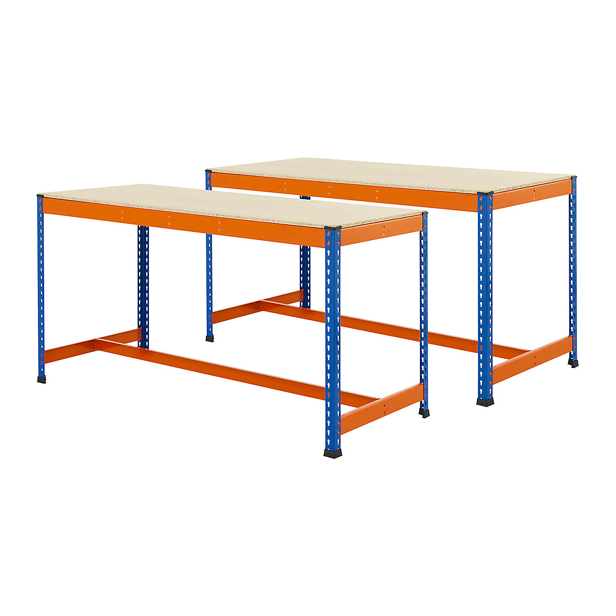 BiG400 2x Workbench Mega Deal, BiG400 2x Workbench Mega Deal, BiG400 2x Workbench Mega Deal | Chipboard Worktop | 915h x 1220w x 610d mm | T-Bar Base | 400kg UDL | Blue & Orange-2