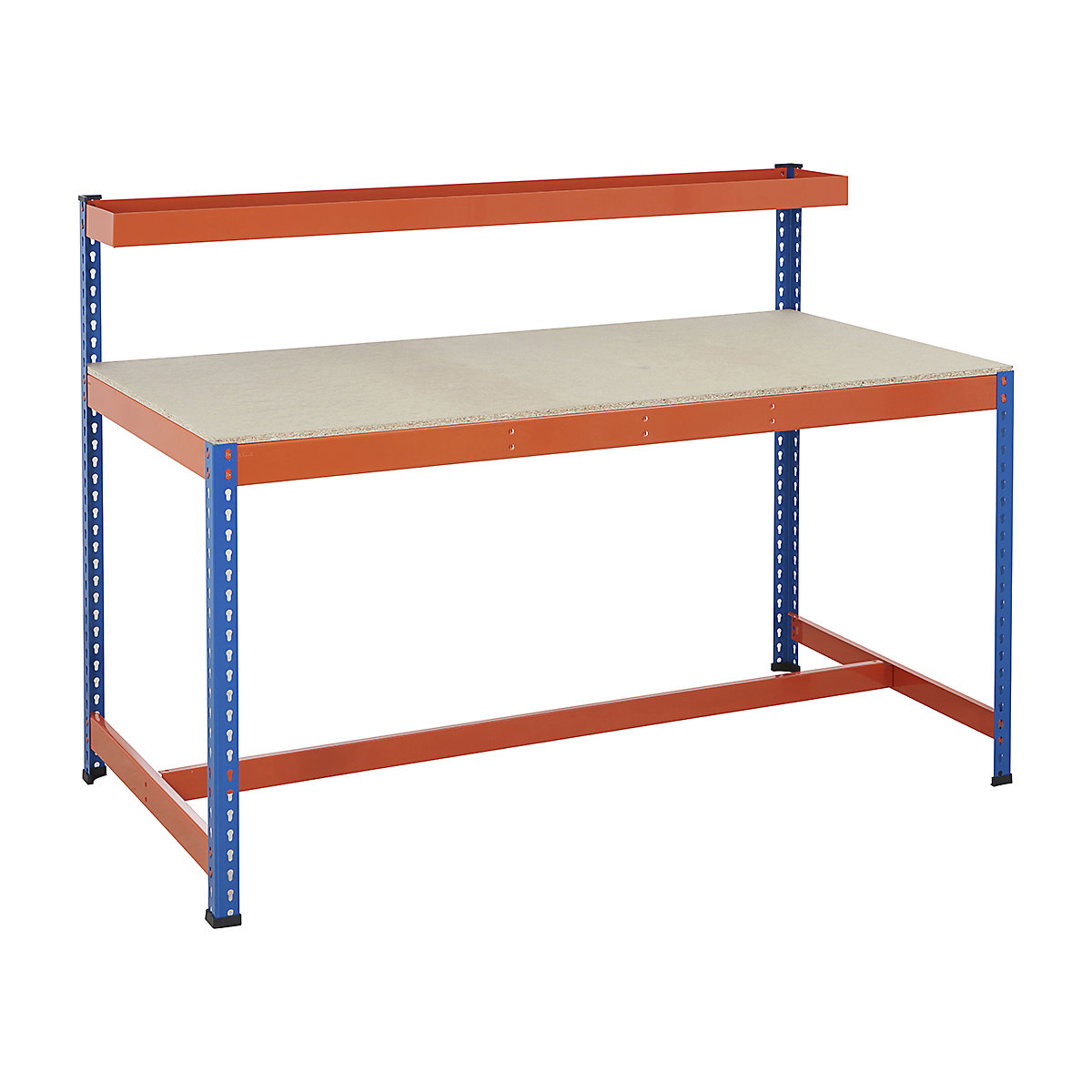 BiG400 3 Level Industrial Workstations, BiG400 3 Level Industrial Workstations, BiG400 Workstation | Chipboard Worktop | 1295h x 1830w x 610d mm | T-Bar Base | Cantilever Shelf | 400kg UDL | Blue & Orange-3
