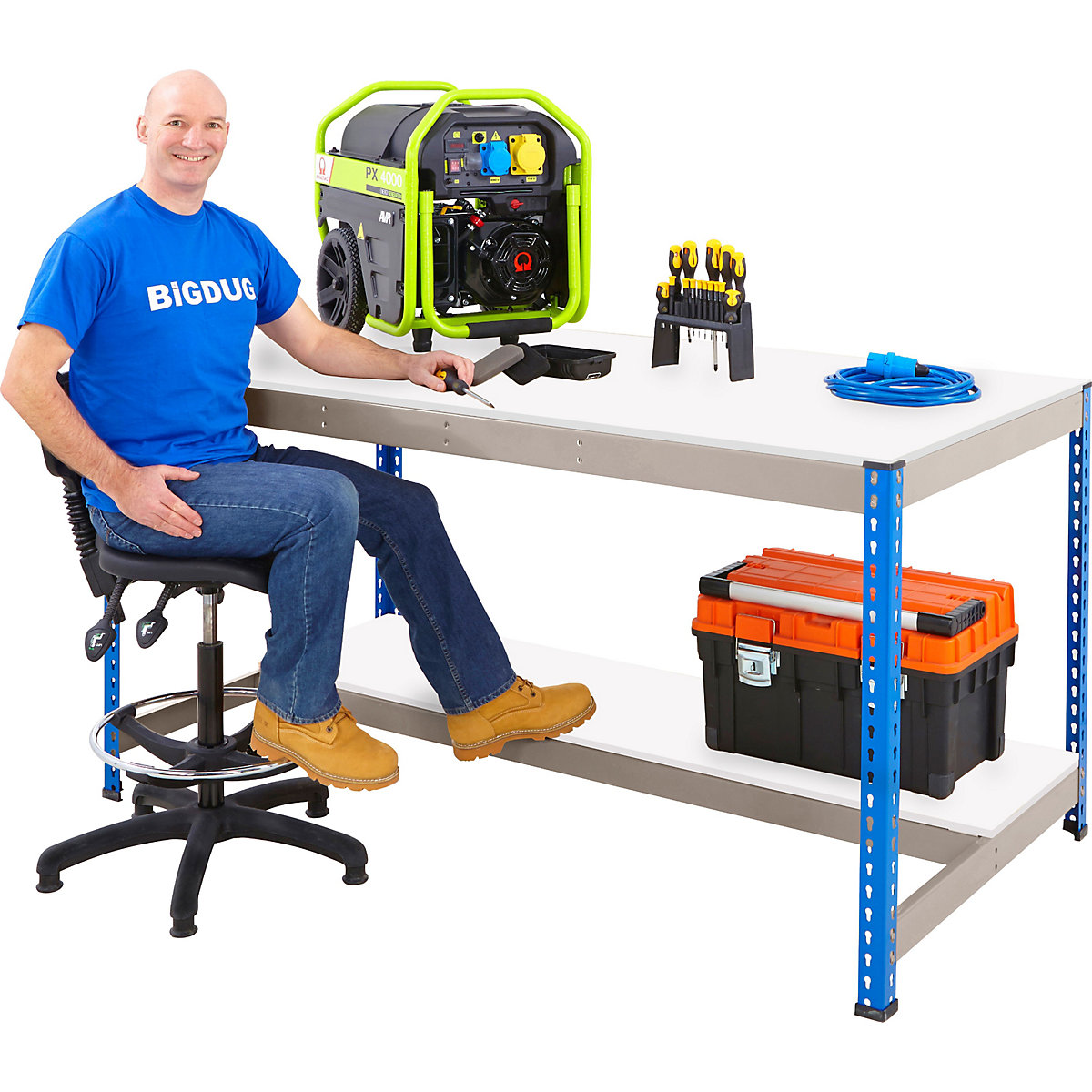 BiG400 Blue & Galvanised Workbenches