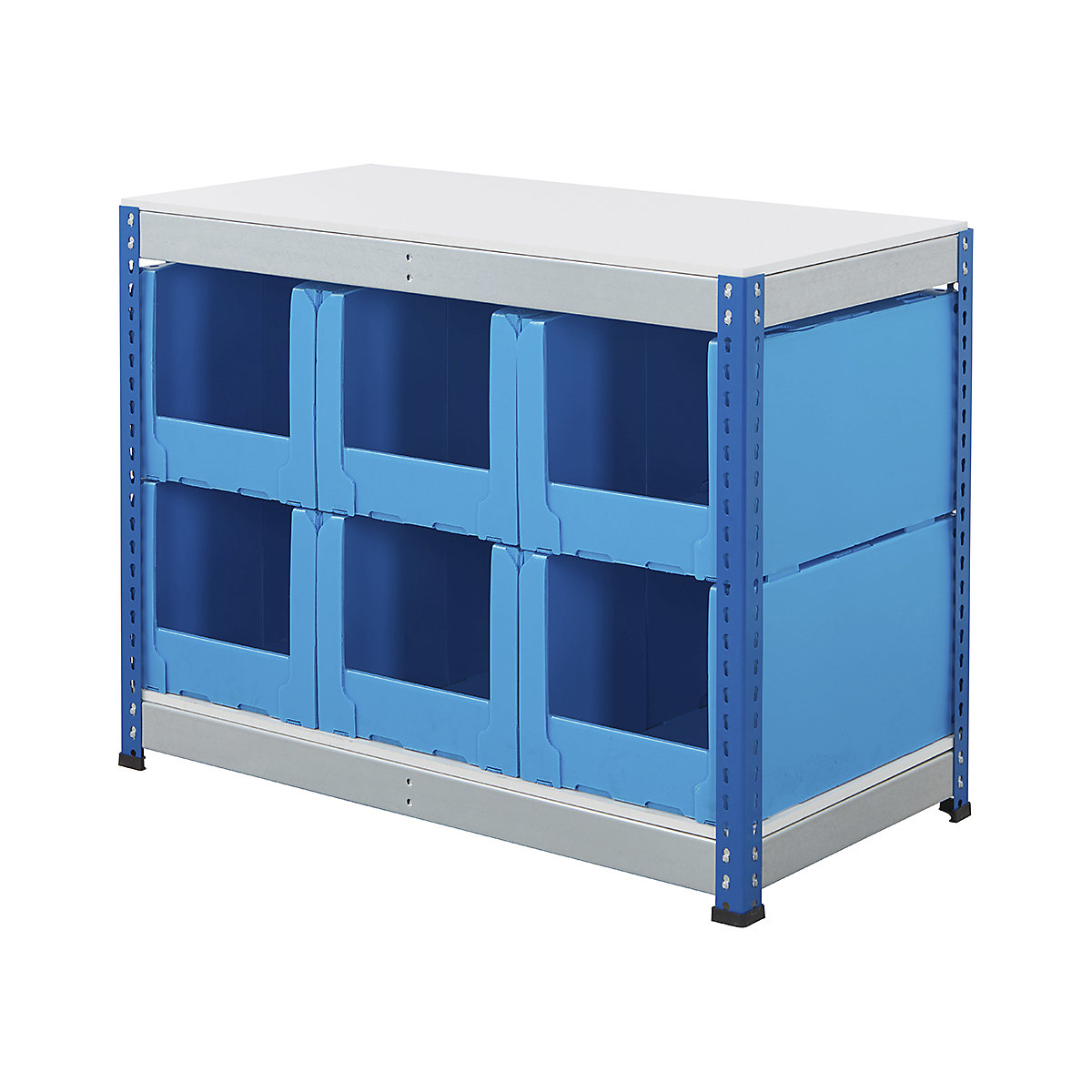 BiG400 Workbench With Correx Pick Bins | Blue & Galvanised