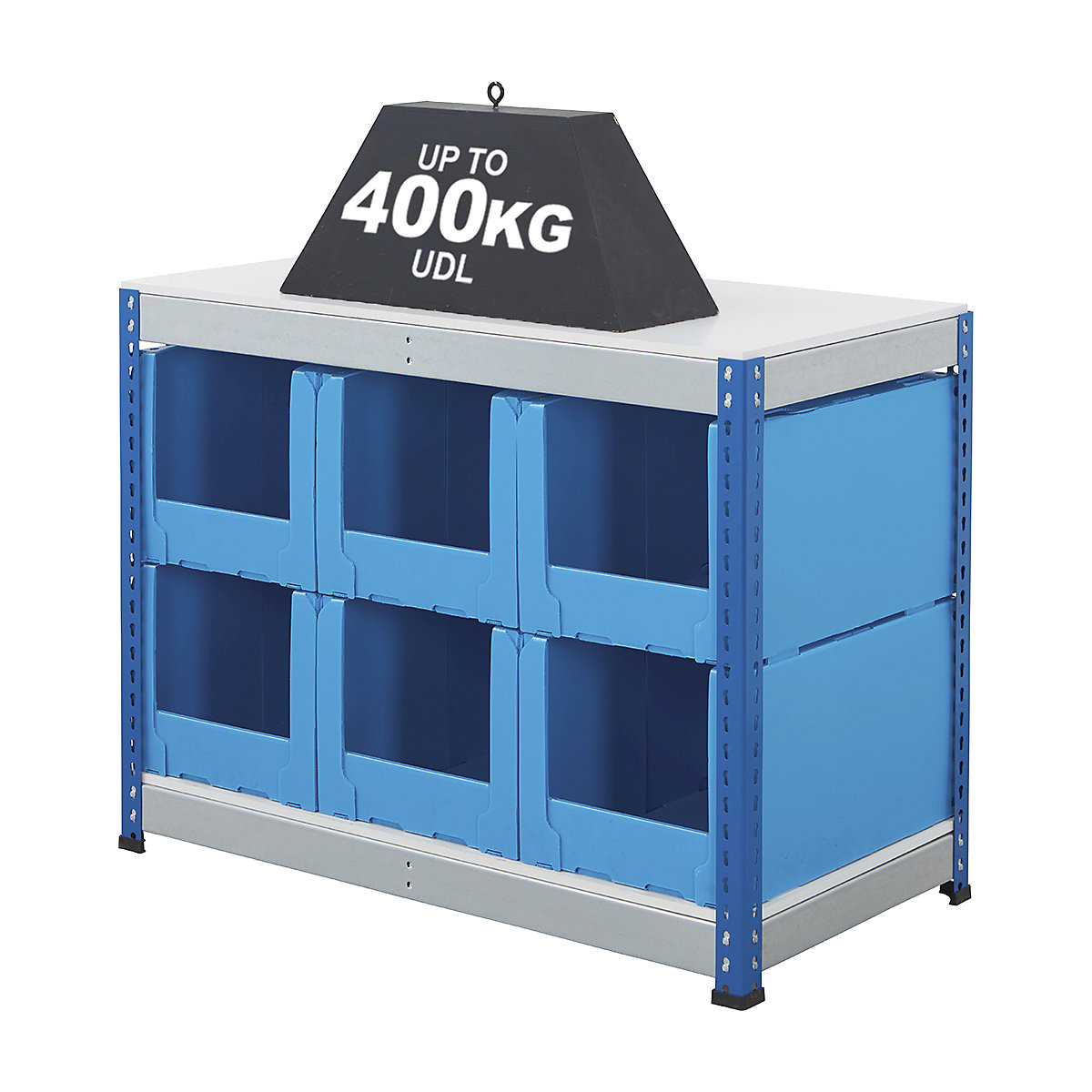 BiG400 Workbench With Correx Pick Bins | Blue & Galvanised (Product illustration 12)-11