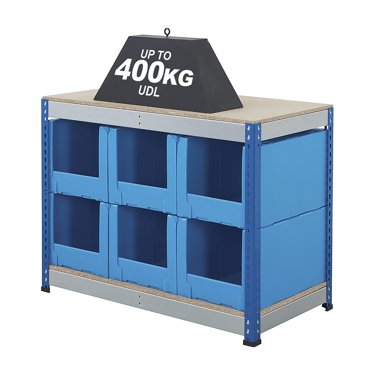 BiG400 Workbench With Correx Pick Bins | Blue & Galvanised (Product illustration 4)-3