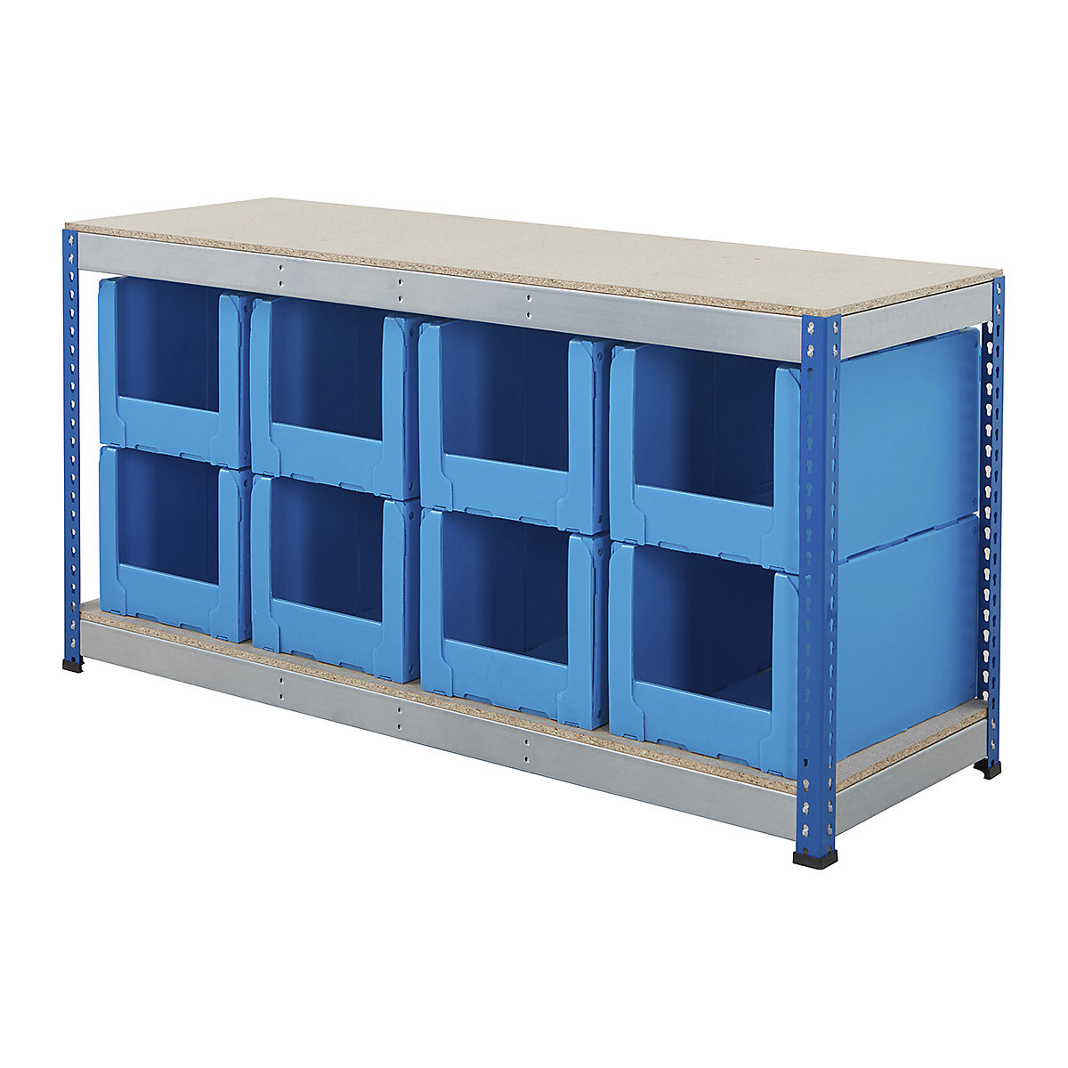 BiG400 Workbench With Correx Pick Bins | Blue & Galvanised