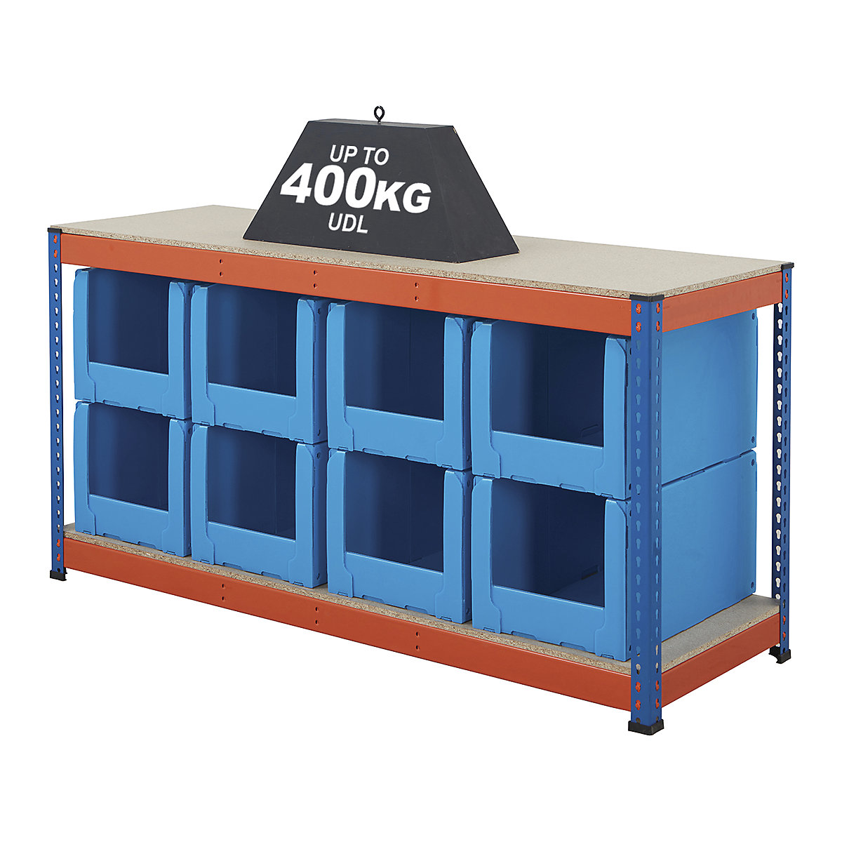 BiG400 Workbench With Correx Pick Bins | Blue & Orange (Product illustration 3)-2