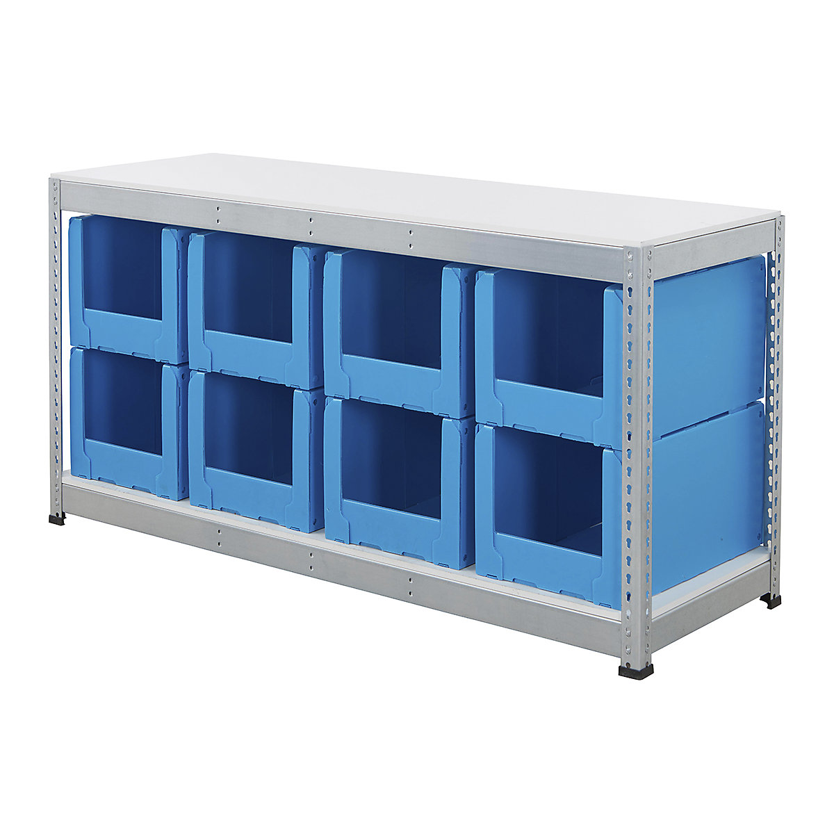 BiG400 Workbench With Correx Pick Bins | Galvanised, BiG400 Workbench With Correx Pick Bins | Galvanised, BiG400 Workbench | Melamine Worktop | 915h x 1830w x 610d mm | 400kg UDL | Galvanised | 8x Correx. Pick Bins | 341h x 400w x 600d mm-3