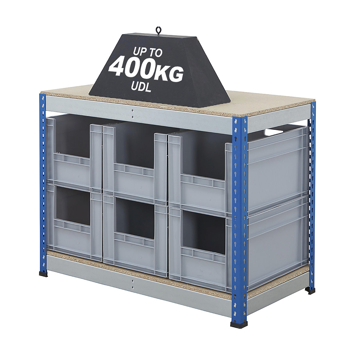 BiG400 Workbench With Euro Pick Bins | Blue & Galvanised (Product illustration 4)-3
