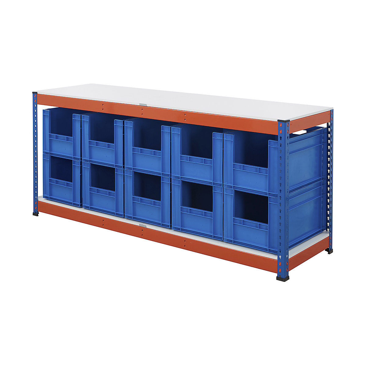 BiG400 Workbench With Euro Pick Bins | Blue & Orange