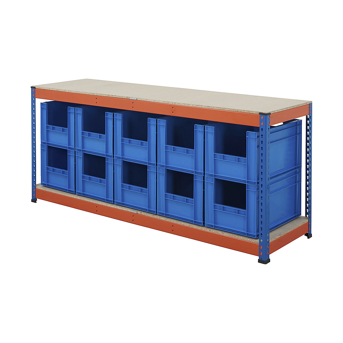 BiG400 Workbench With Euro Pick Bins | Blue & Orange