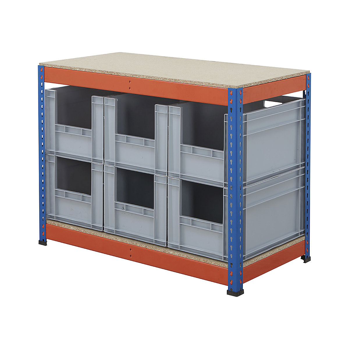 BiG400 Workbench With Euro Pick Bins | Blue & Orange
