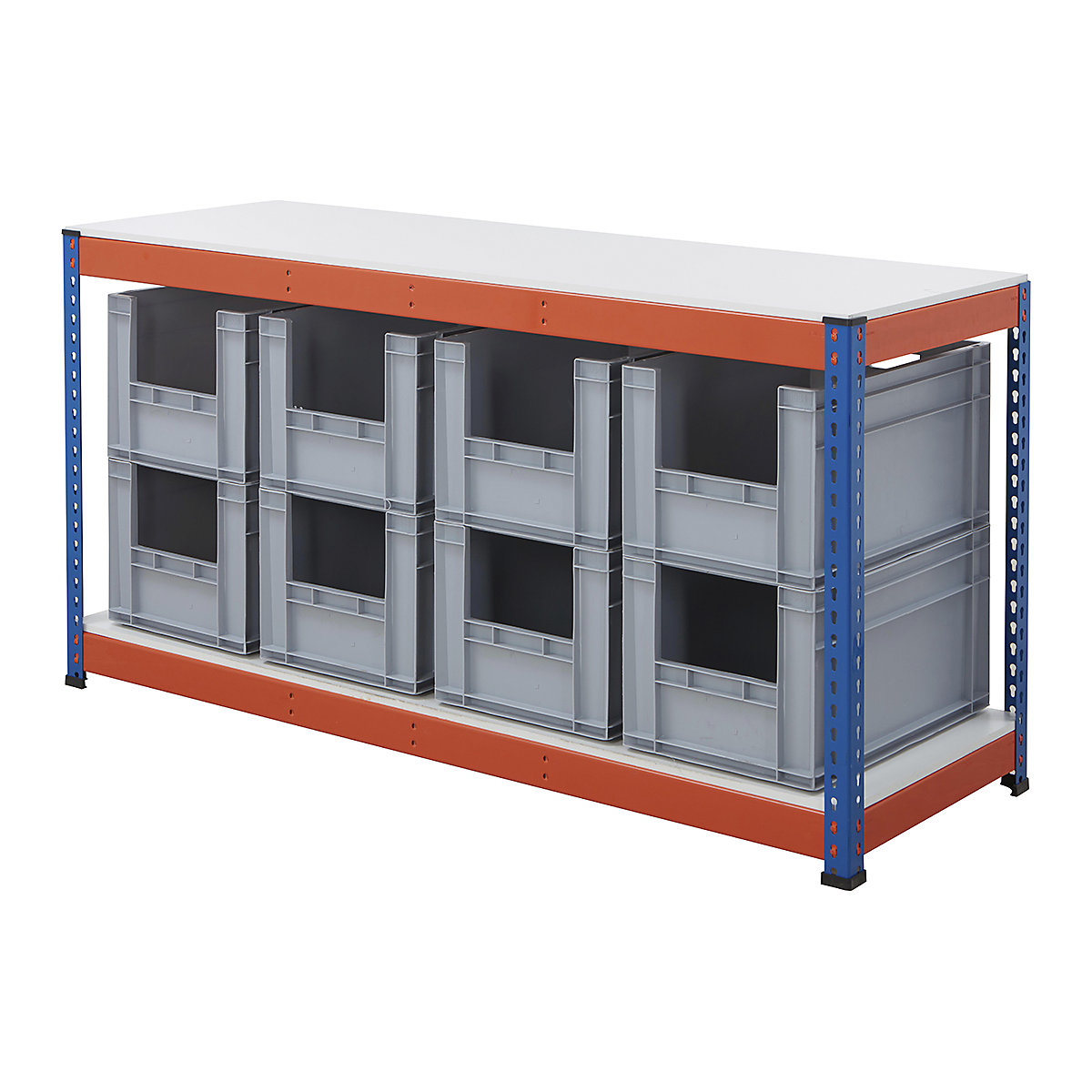 BiG400 Workbench With Euro Pick Bins | Blue & Orange